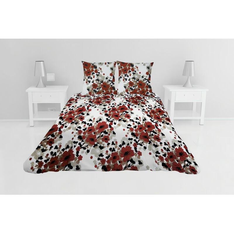 soleil d ocre - couvre-lit boutis matelassé 220x240 cm cecile avec 2 taies d'oreiller - multicolore