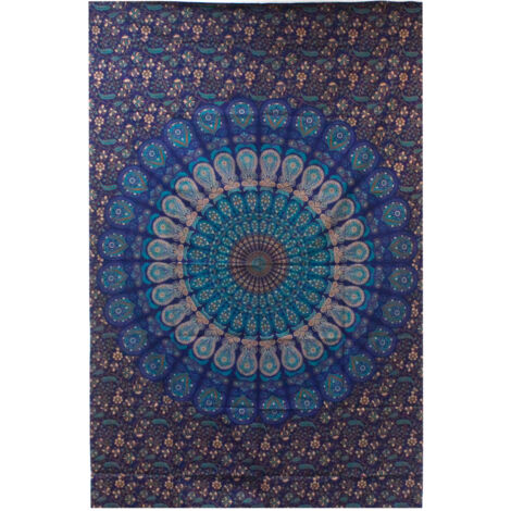 Couvre-lit double en coton + tenture murale - Mandala classique 230cm x 200cm- Vendu par 1