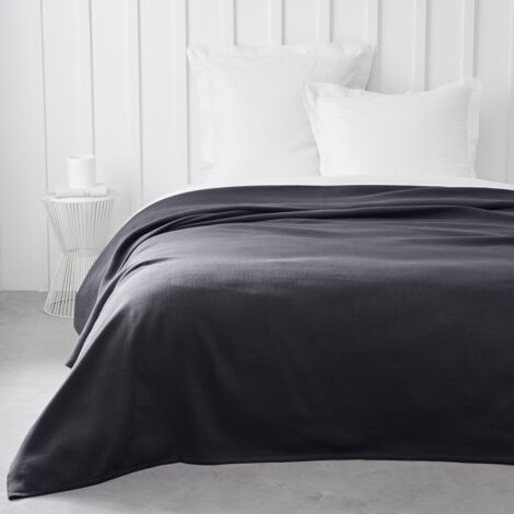 Couvre lit double "Essential" en coton - Gris fusain - 220 x 240 cm - Livraison gratuite