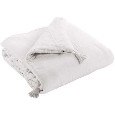 Couvre-lit double gaze de coton blanc 90x200 cm
