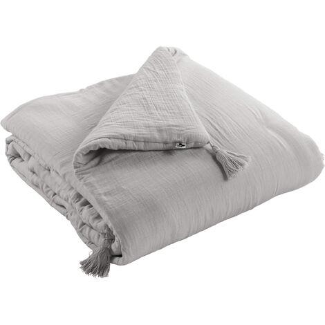 Couvre-lit double gaze de coton gris 150x150 cm