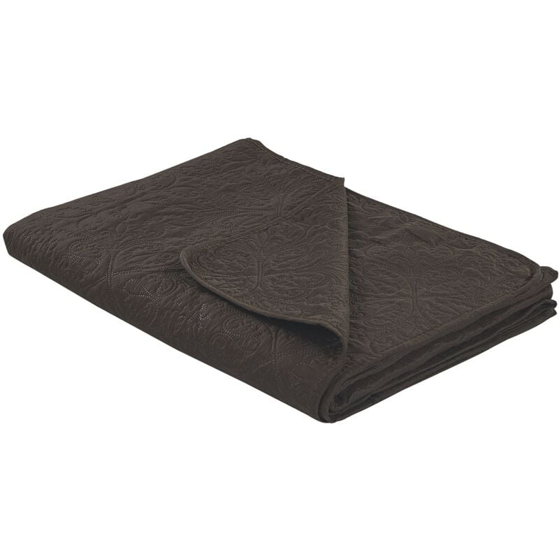 Beliani - Couvre-lit Jeté de lit à Motif Gaufré 140 x 210 cm Marron Rayen