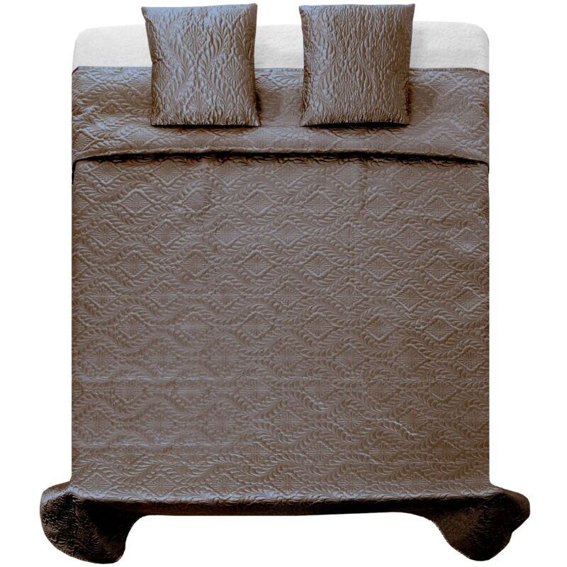 REA - couvre-lit en satin verona + taies d'oreiller beige 2.20X2.40