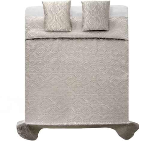 COUVRE-LIT EN SATIN VERONA + TAIES D'OREILLER GREY-SILVER
