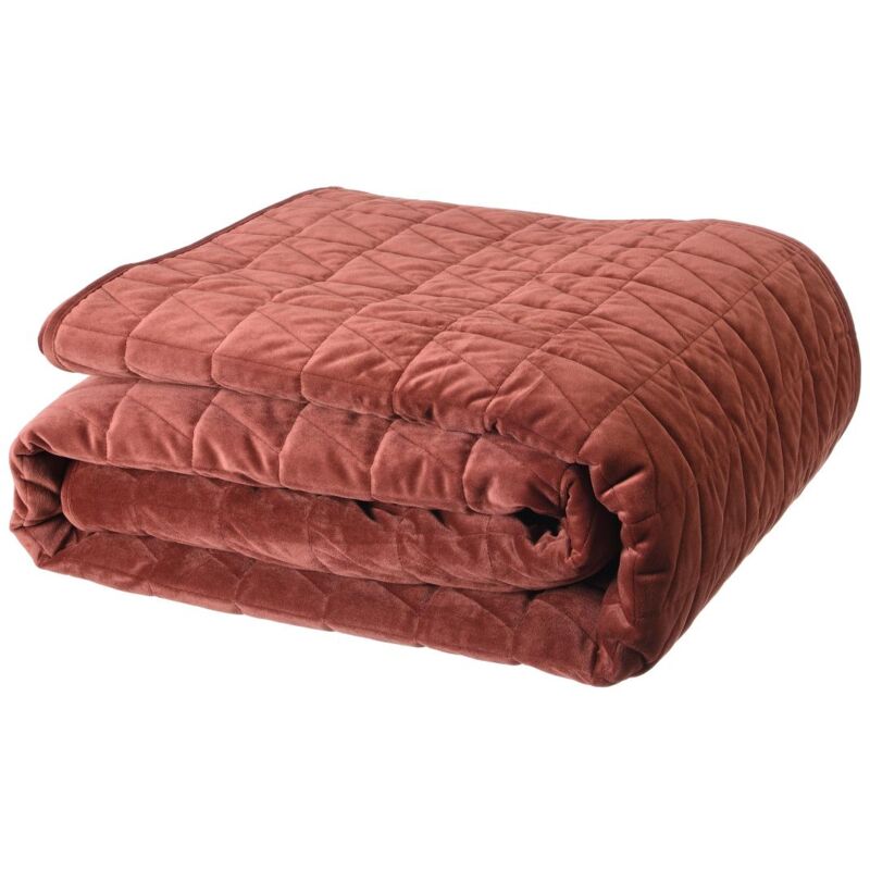 Couvre lit en velours matelassé - 225 x 220 cm - Terracotta - idella