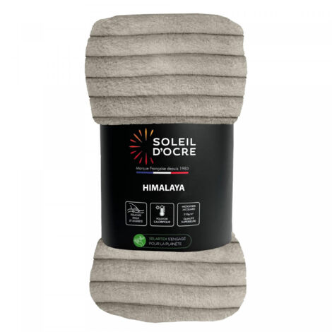 Couvre lit flanelle et velours 180x220 cm HIMALAYA ecru, par Soleil d'ocre