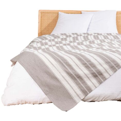 1001KDO Couvre lit jacquard 180 x 220 cm Abbysse lin