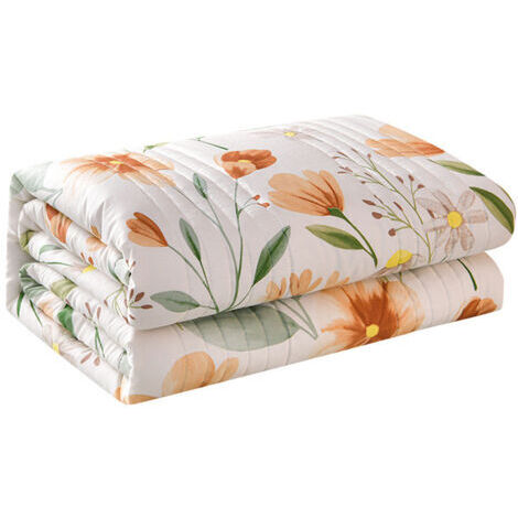 Couvre-lit léger, couette d'été douce en duvet, confectionnée en tissu microfibre léger, motif floral moderne, convient à toutes les saisons, dimensions 150 x 200 mm.