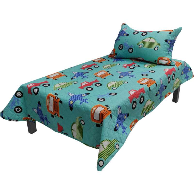 Comercial Candela - Couvre Lit Lit 90CM 100% Polyester 180X200CM Oreiller 57X75CM Avions