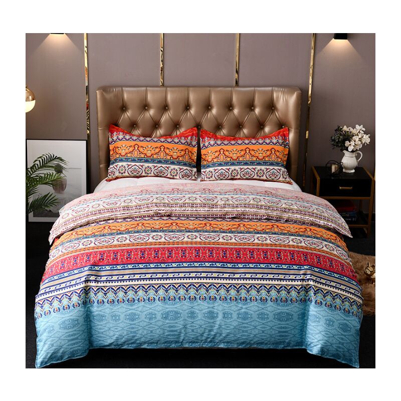 Ahlsen - Couvre-lit matelassé bohème Double 3 pièces Patchwork Couvre-lit Courtepointe réversible Doux literie en Microfibre 220 240 cm