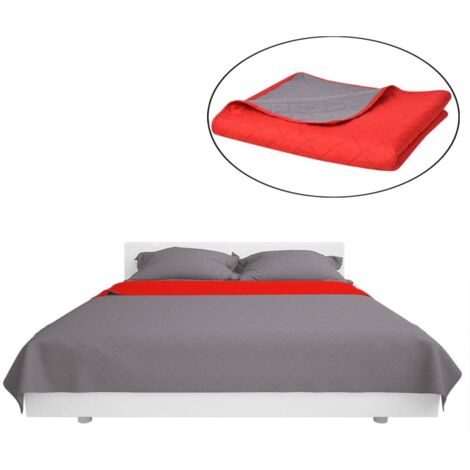 Couvre-lit matelassé double-face Rouge et gris 220x240 cm CFW878290