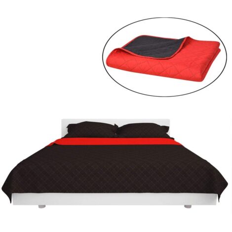 Couvre-lit matelassé double-face Rouge et noir 220x240 cm CFW949034