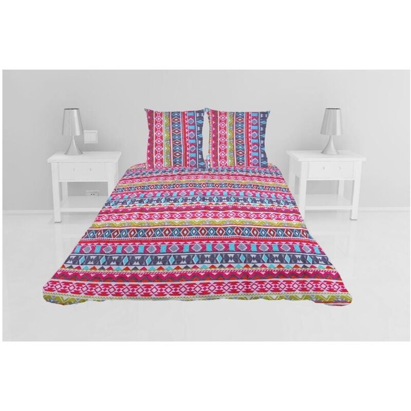 Soleil D Ocre - Couvre lit microfibre + taies 240 x 260 cm Ethnique coloree