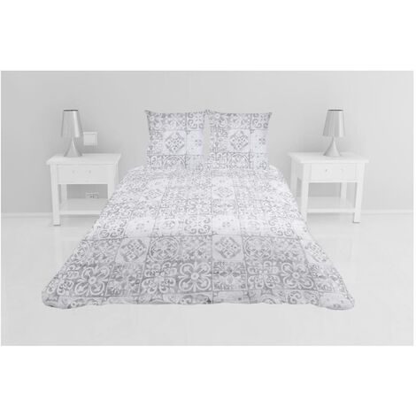 Couvre lit microfibre + taies 240 x 260 cm Persan gris