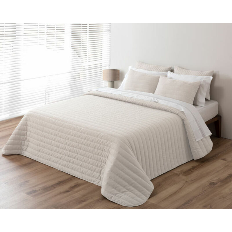 Pierre Cardin - Couvre-lit bouti Linen beig, Quilt dede Entretiempo. Bouti avec garniture fine. Taille du lit 150 (250x270 cm). Toucher de soie 100%