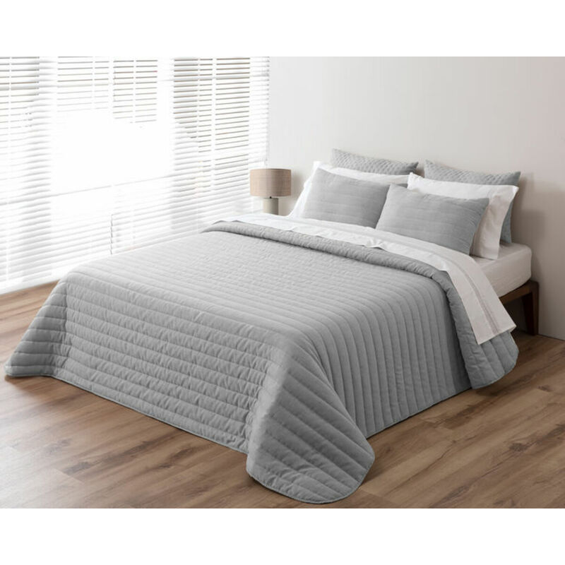 Pierre Cardin - PierreCardin Couvre-lit bouti Linen Grey, Quilt de Entretiempo. Bouti avec garniture fine. Taille du lit 150 (250x270 cm). Toucher de