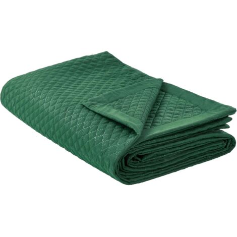 Couvre-lit Plaid Décoratif avec Motif Gaufré 220 x 240 cm en Polyester Vert Nape