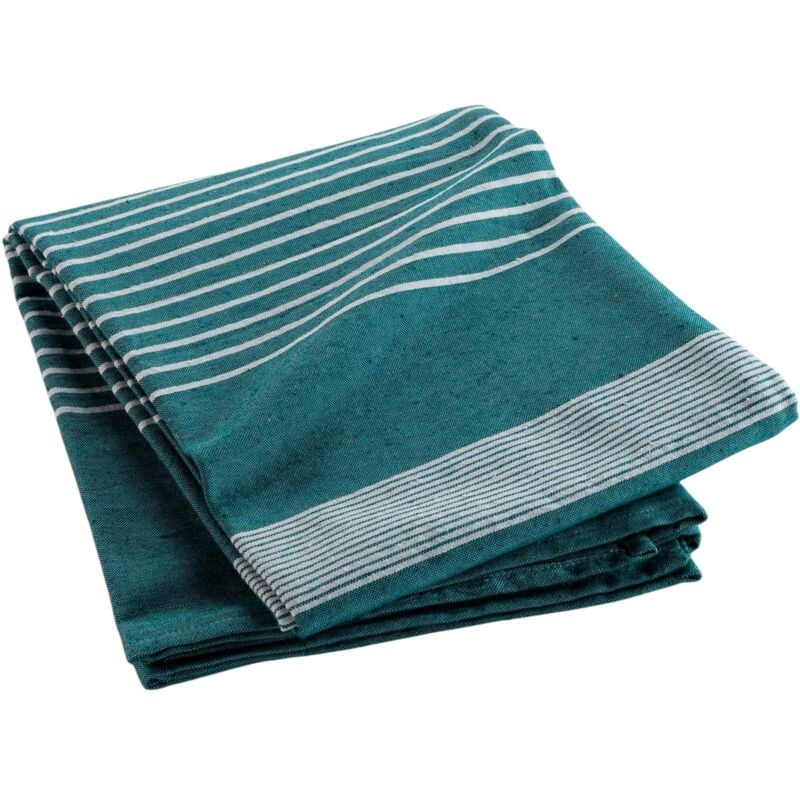 Couvre lit raye et tisse 240 x 260 cm Adelle bleu