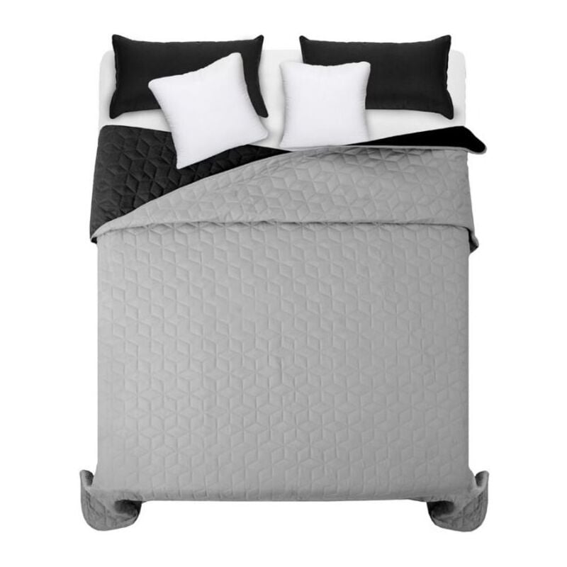 REA - couvre-lit réversible capitonné diamante black / l.grey 2.00X2.20