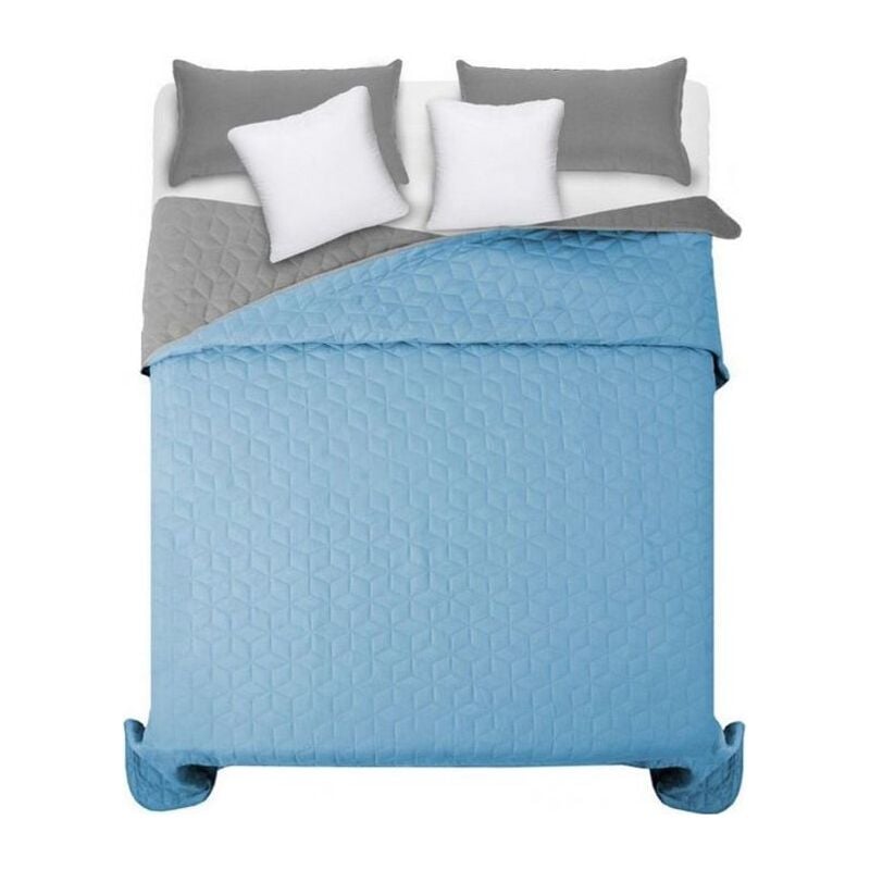 REA - couvre-lit réversible capitonné diamante l.grey / blue 2.00X2.20