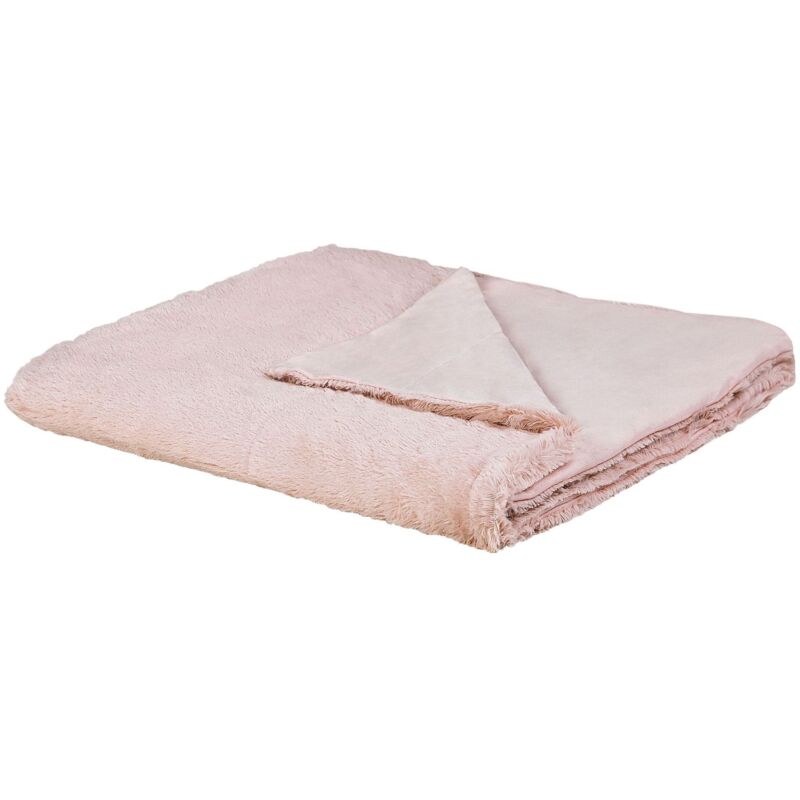 Couvre-Lit Rose en Polyester Ultra Doux Chaud pour l'Hiver et Tout Doux Parfait pour Décorer un Lit de Grande Taille 180 x 200 cm Beliani