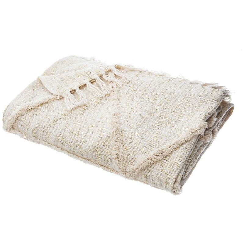 Jeté de lit Slub shine 130x180 tufté Beige - Atmosphera