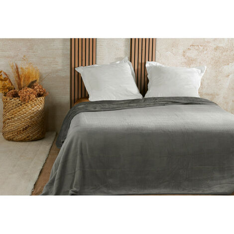 Couvre lit velours gaufré - 180x240cm - Gris