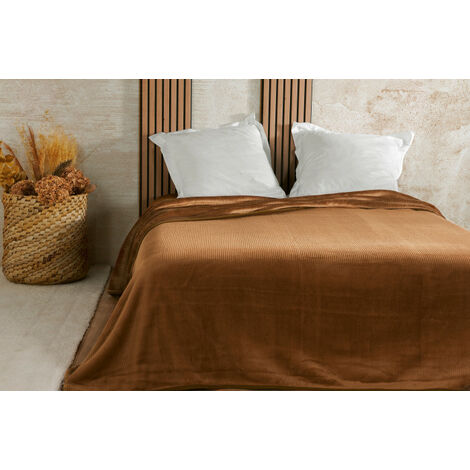 Couvre lit velours gaufré - 240x260cm - Marron