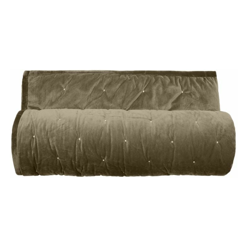 Couvre lit velours matelassé surpiqué 'Gipsy' toutes dimensions Vent Du Sud Gipsy Olive - 180 x 240 cm pour lit 1 place