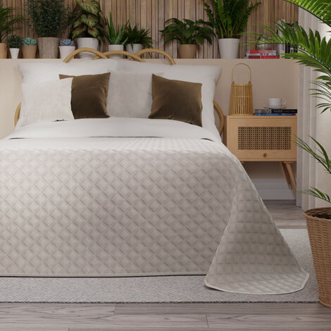 Couvre-lit VELVI - motif géométrique, gris clair chaud - 220x240cm