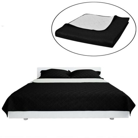 Couvre-lits à double c?tés Noir/Blanc 170 x 210 cm HDV00523