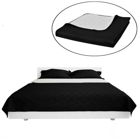 Couvre-lits à double c?tés Noir/Blanc 230 x 260 cm HDV00525