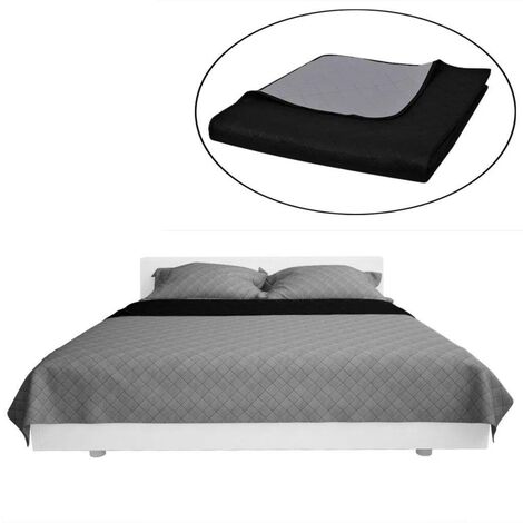 Couvre-lits à double c?tés Noir/Gris 230 x 260 cm HDV00522