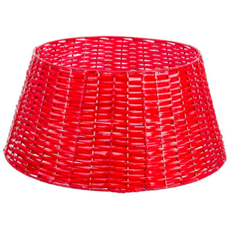 Couvre-pied de sapin de Noël en osier tressé rouge 42x58x28cm