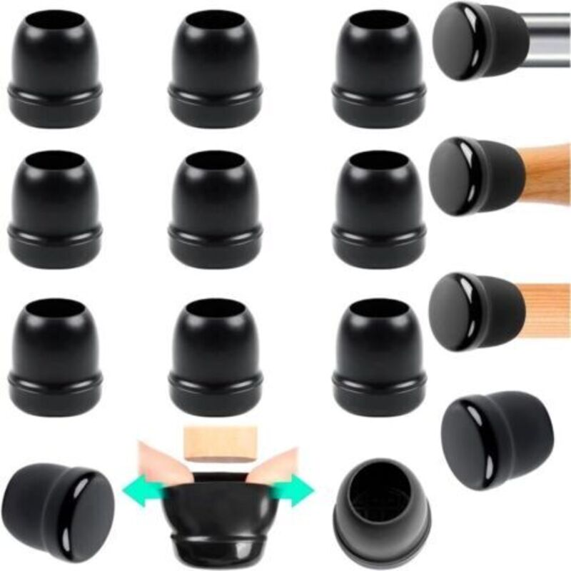 Embouts de pieds de chaise, 16 petits protège-pieds de chaise en silicone noir, patins de chaise de 20 à 28 mm pour moquette, patins combinant téflon