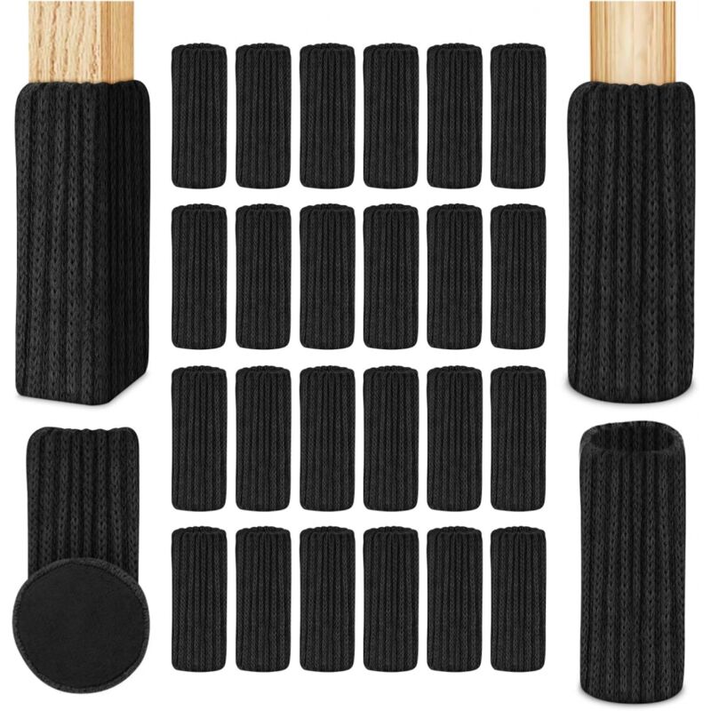 Couvre-pieds de chaise, 24 couvre-pieds de chaise en feutre, couvre-pieds de chaise antidérapants, noir
