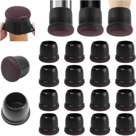 Couvre-Pieds de Chaise, 28-36mm  Protège-Pieds de Chaise Améliorés, Capuchons de Pieds Noirs, 16 pièces Fond en Feutre de Silicone Doux Thermo-Plastique-Élastomère Les Pieds de Meubles