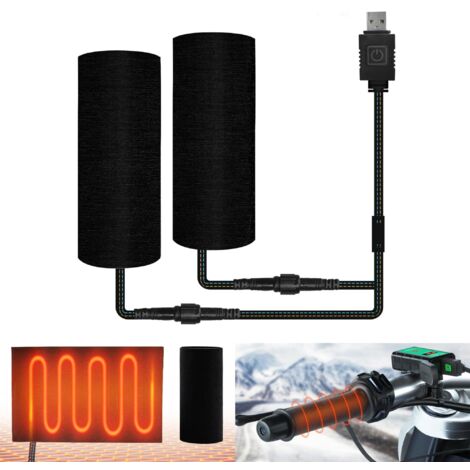 Couvre-poignées chauffants pour moto – Alimentation USB – 6 niveaux de température – Étanchéité IP67 – Chauffe rapide en 10 secondes