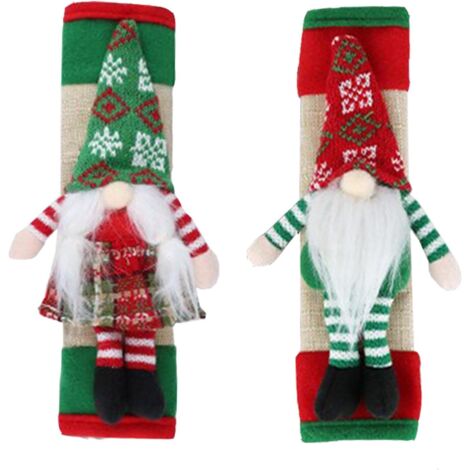 Couvre-poignées de porte de réfrigérateur – Gnome de Noël – pour armoires, réfrigérateurs, cuisines – Lot de 2