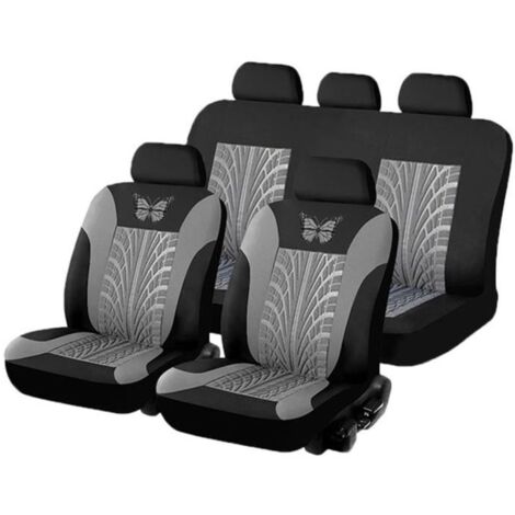 Couvre-siège pour voiture Ensemble de Housses de Siège Auto Universelle Grise 9pcs