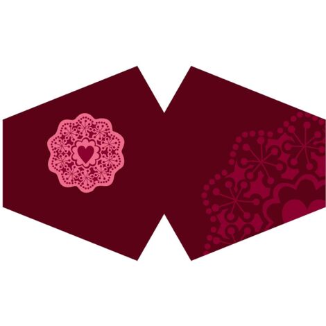 Couvre-visage mode réutilisable - Coeur de Mandala Rouge (Adulte)- Vendu par 1