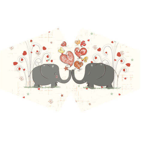 Couvre-visage mode réutilisable - Love Elephants (Adulte)- Vendu par 1