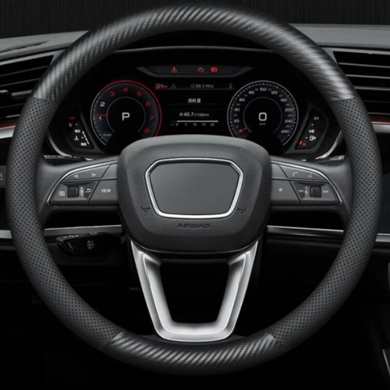 Couvre Volant en Microfibre Cuir Housse Volant Voiture Universelle 38cm,Protege Volant Voiture Antidérapant Respirant Souple Durable Accessoire de