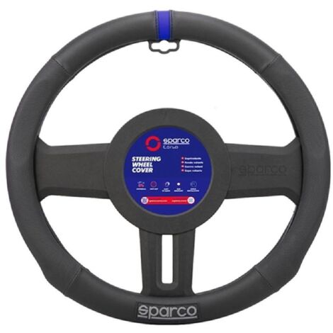 Couvre Volant Noir Avec Lisere Bleu Sparco