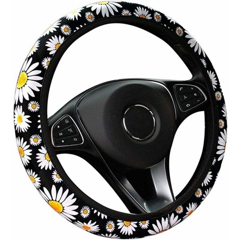 Couvre Volant Voiture Mignon Daisy Fleur Voiture décoration intérieure tricoté Couverture de Volant Universel Voiture Accessoires Couverture de Roue