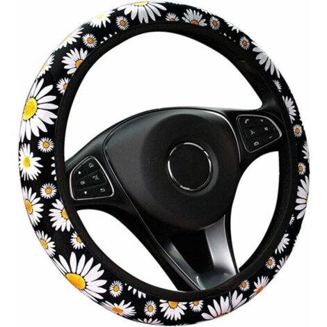 Couvre Volant Voiture Mignon Daisy Fleur Voiture décoration intérieure tricoté Couverture de Volant Universel Voiture Accessoires Couverture de Roue sans Anneau intérieur