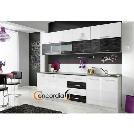 COVE N | Cocina completa L 260 cm | 8 piezas + Encimera INCLUIDA | Juego de muebles de cocina | Armarios de cocina lineales