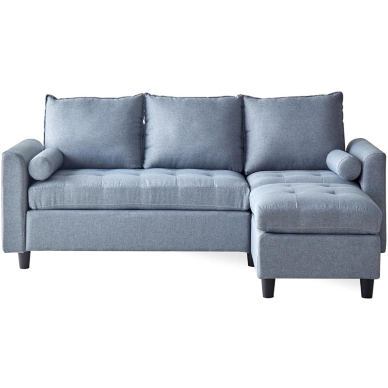 Concept-usine - coventry - Canapé 3 places en velours avec pouf gris clair