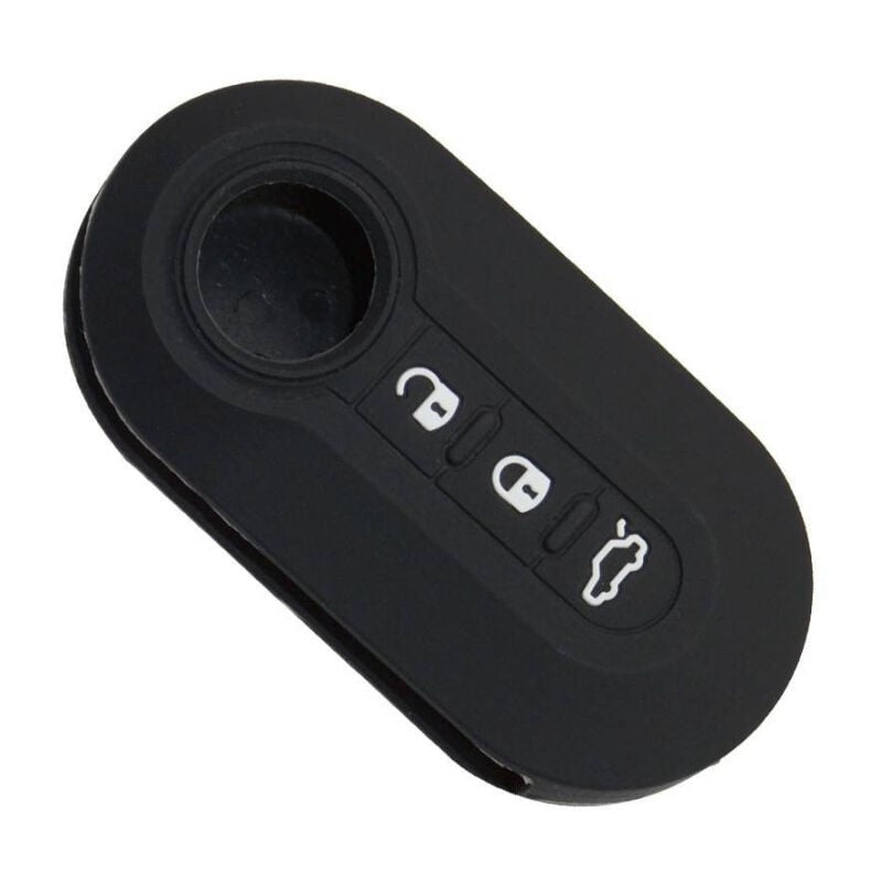 TrAdE Shop Traesio - Cover Chiave Guscio Fiat 500 Punto Evo Panda Bravo Telecomando 3 Tasti Nero -