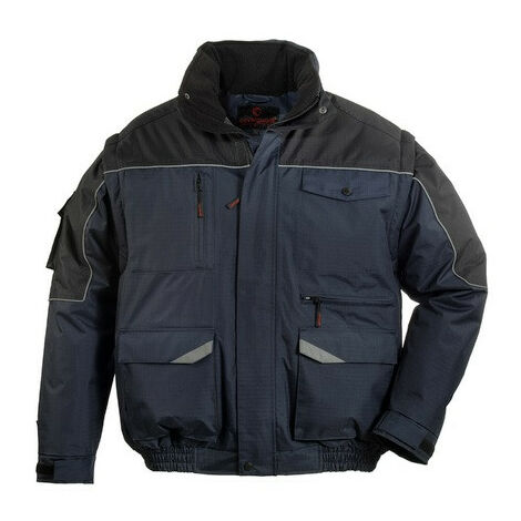 Coverguard – Blouson de travail 2 en 1 marine/noir – Taille L – Imperméable – Ripstop 100% polyester – Multiples poches pratiques